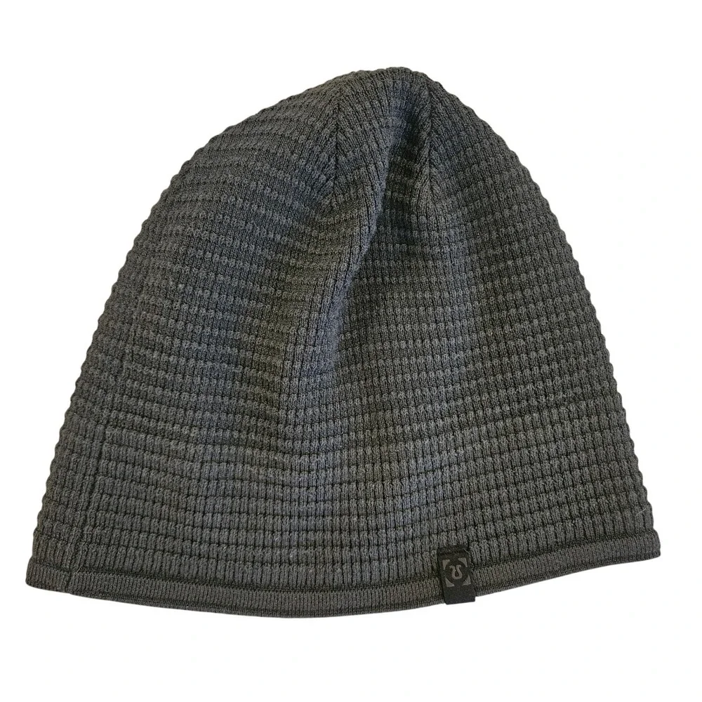 Lululemon Reversible Beanie Gray Knit Hat W Graphic Textured Ribbed Logo